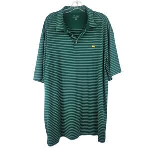 Masters Tech Performance Logo Golf Polo Green Stripe Men's Shirt XXL activewear